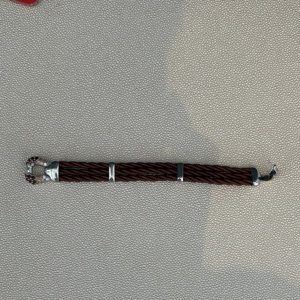 Sophisticated Women's Brown Bracelet with Silver Detailing